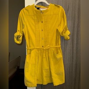 Mustard yellow dress.